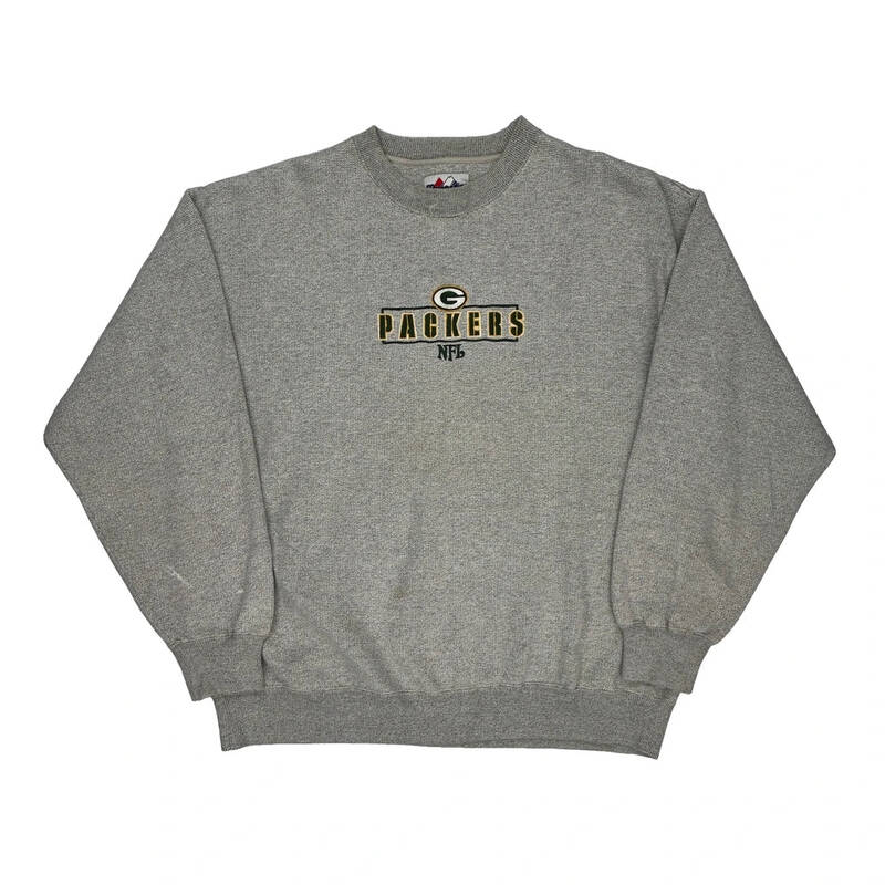 Green Bay Packers Majestic Nfl Sweatshirt - XL Grey Cotton Blend