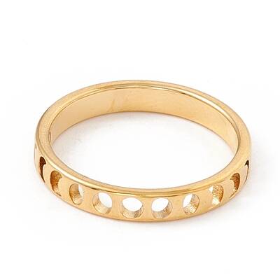 304 Stainless Steel Moon Phase Finger Ring for Women