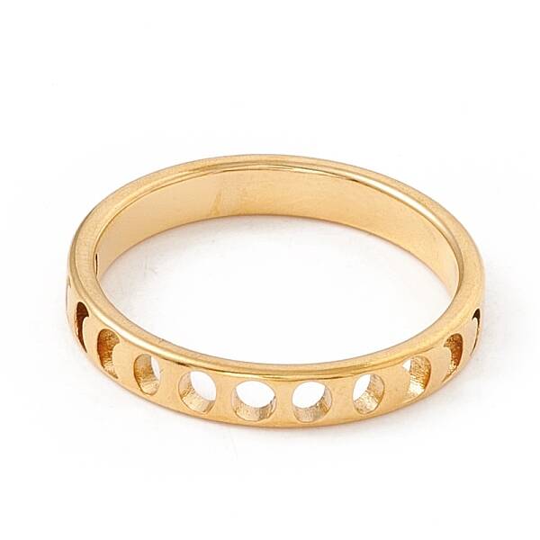 304 Stainless Steel Moon Phase Finger Ring for Women