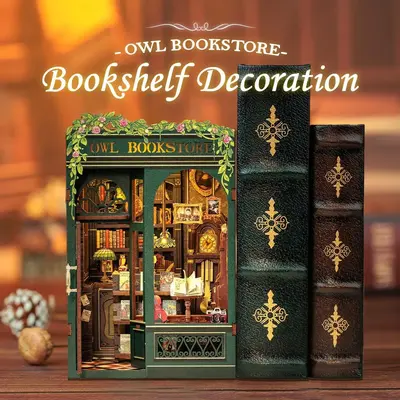 【OWL BOOKSTORE/HOLIDAY GIFT/HANDMADE DIY TOYS/TIME-CONSUMING TOYS】CUTEBEE DIY bookcase with LED lights. Creative DIY toys...