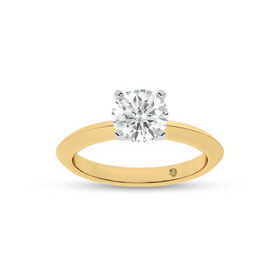 Prism Knife Edged Four Prong Round Lab Grown Solitaire Diamond Ring | 18K Yellow Gold 3 CT. TW.