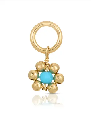 One Love Flowercita Birthstone Charms | Month/Gemstone: December - Turquoise | Metal Color: Gold