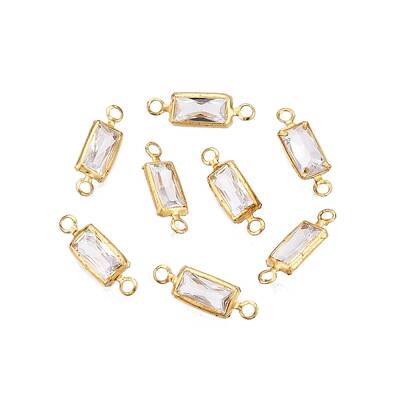 Brass Clear Cubic Zirconia Connector Charms