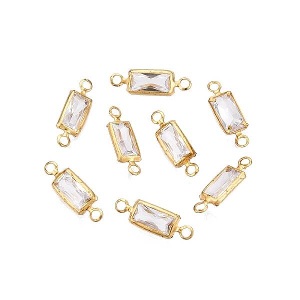 Brass Clear Cubic Zirconia Connector Charms