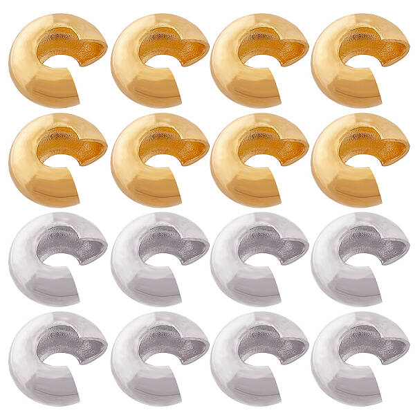 160Pcs 2 Style 304 Stainless Steel Crimp Beads Covers