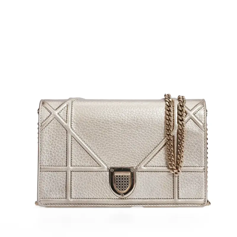 Pre-owned Dior Calfskin Leather Crossbody Bags Christian Diorama Gold Metallic Crossbody Bag 16062252