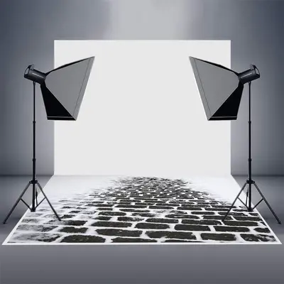 Snowy Black Masonry Street Winter Rubber Floor Mat - Aperturee