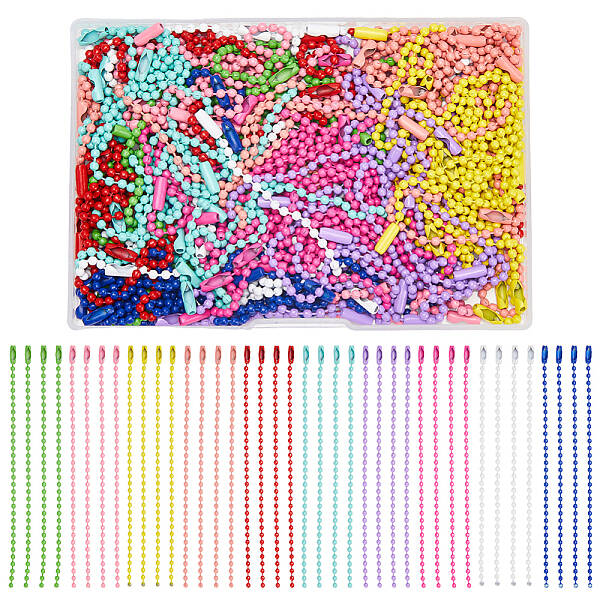 150Pcs 10 Colors Spray Painted Iron Ball Chains