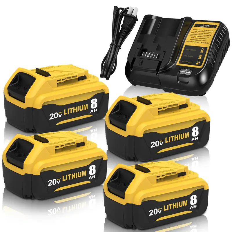 8000mAh  3000mAh Replacement for Dewalt 20V Max Batteries and Charger Compatible with DCB206 Series Cordless Power Tools