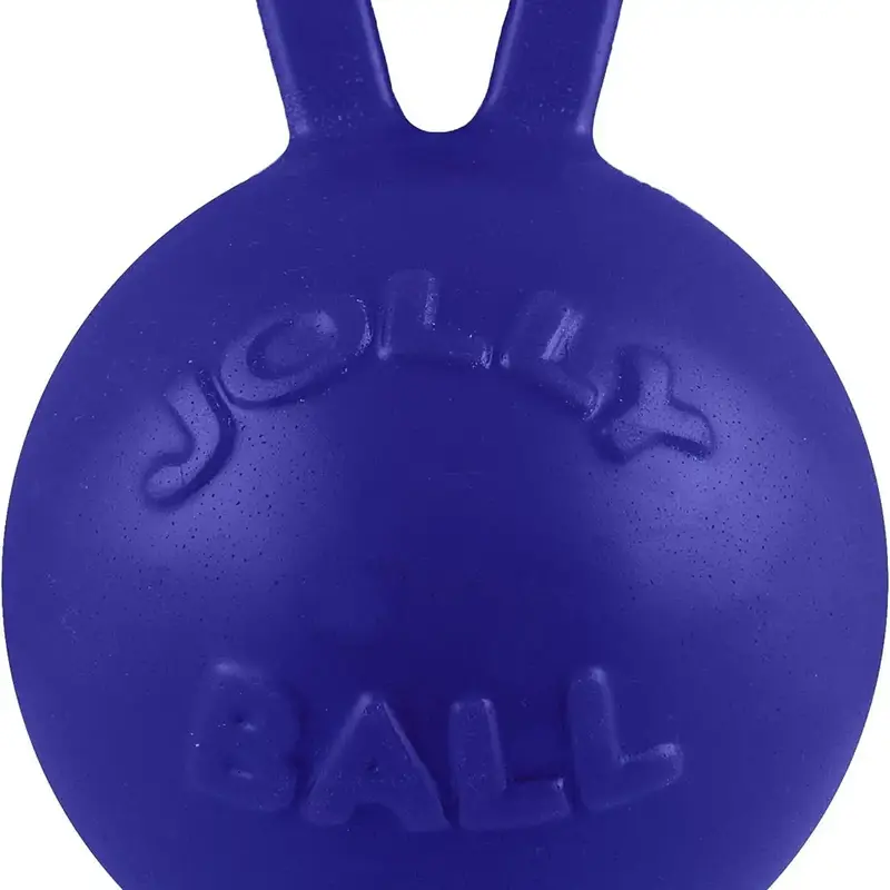 Jolly Pets Tug-n-Toss Dog Toy Ball with Handle 8 Inches Large Blue Interactive Durable Chew Toy Made in USA