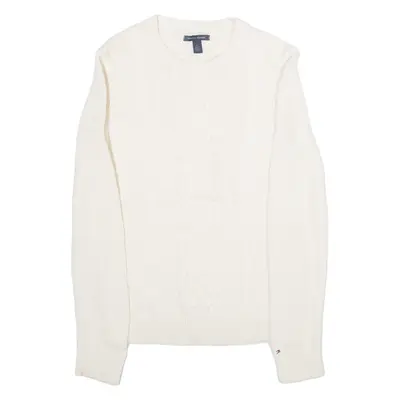 TOMMY HILFIGER Womens Patterned Jumper White Cable Knit M