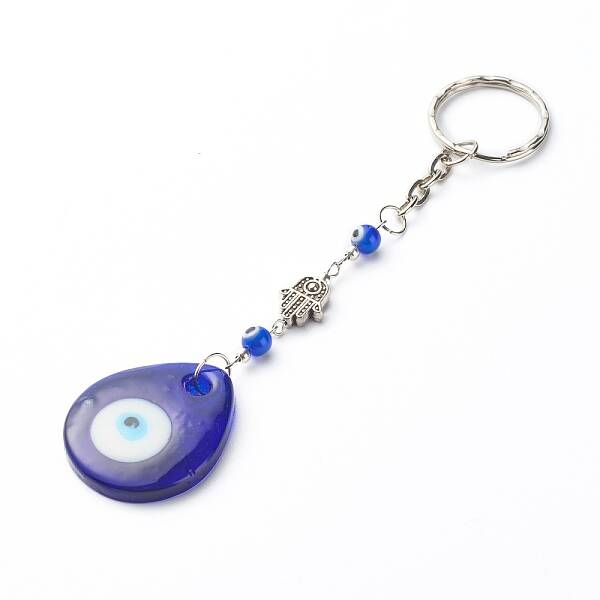 Handmade Lampwork Evil Eye Keychain