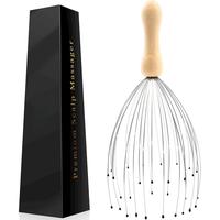 32 Fingers Head Massager, Head Scratcher Scalp Massager for Head Body Relaxing Wood Handle (1 Pack) Comfort