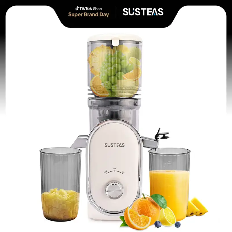 SUSTEAS Juicer Machines, Cold Press Juicer with 4.25'' Large Feed, Slow Masticating Machines Chute Fit Whole Vegetable And Fr...