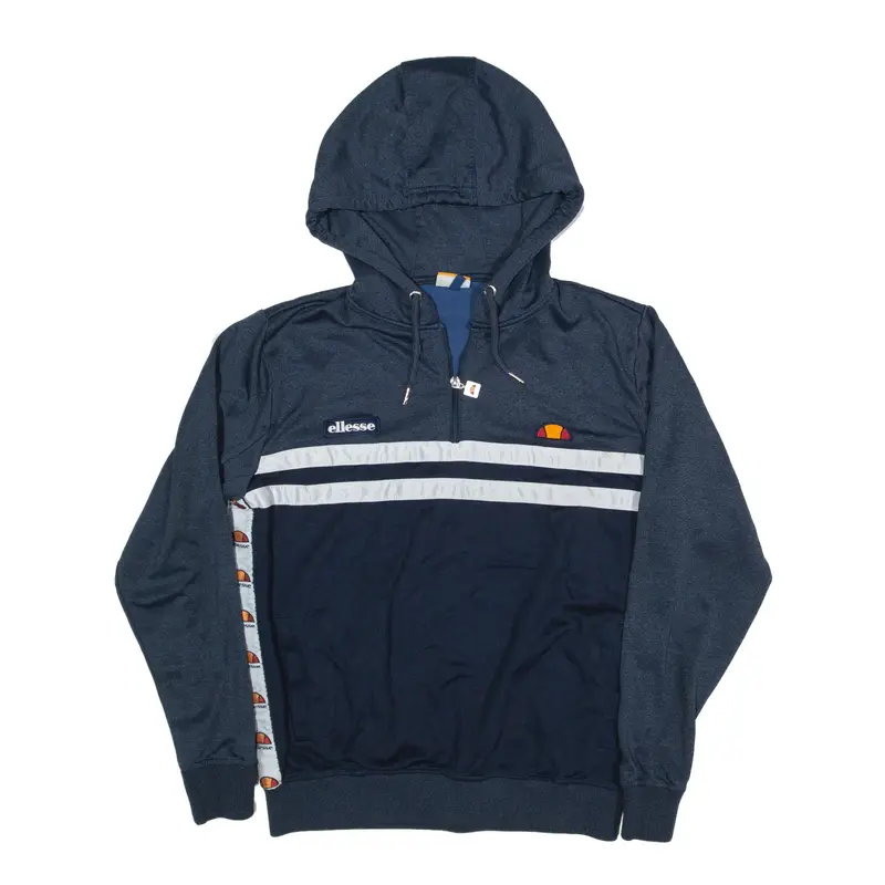 ELLESSE 1/4 Zip Hoodie Blue Pullover Mens M