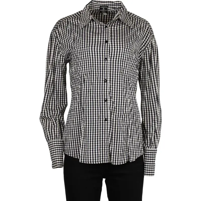 Cento By Iceberg Checked Shirt - Medium Black & White Cotton