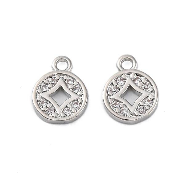 Brass Micro Pave Cubic Zirconia Pendants