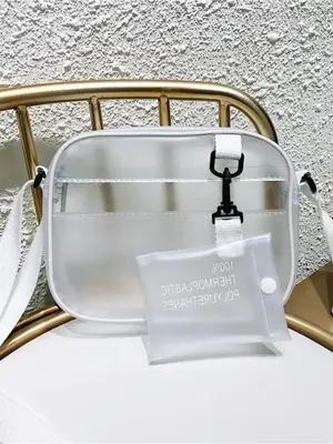 Women's Transparent Crossbody Bag with Small Pouch, Minimalist Plain Zipper Crossbody Bag with Small Coin Purse, Casual Versa...