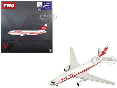 Boeing 767-200ER Commercial Aircraft Trans World Airlines (N601TW) White with Red Stripes 1/400 Diecast Model Airplane by V...
