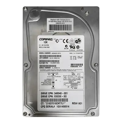 329051001B HP 9GB 10000RPM Ultra2 Wide SCSI 3.5-Inch 1MB Cache Hot Swap Hard Drive
