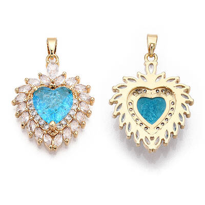 Brass Micro Pave Clear Cubic Zirconia Pendants