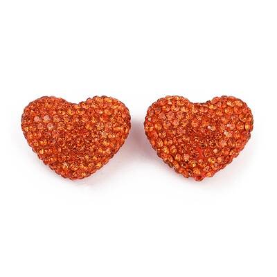 Heart Shaped Polymer Clay Rhinestone Beads