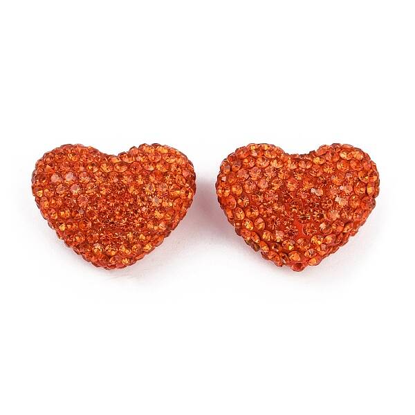 Heart Shaped Polymer Clay Rhinestone Beads