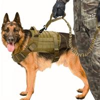 2pcs Dog Harness And Leash Set, Outdoor Tactical Dog Harness Vest And Retractable Dog Leash, Nylon Tactical Training Dog Harn...