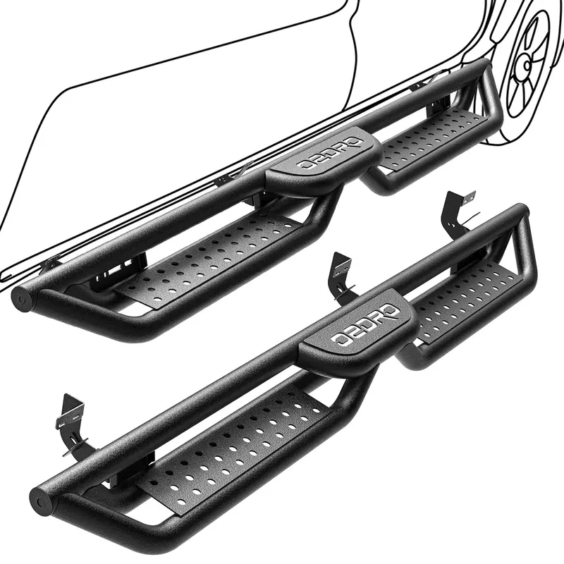 OEDRO Running Boards for 2009-2018 Dodge Ram 1500 Quad Cab & 2019-2024 Dodge Ram 1500 Classic Quad Cab, Two Stairs Design Sid...