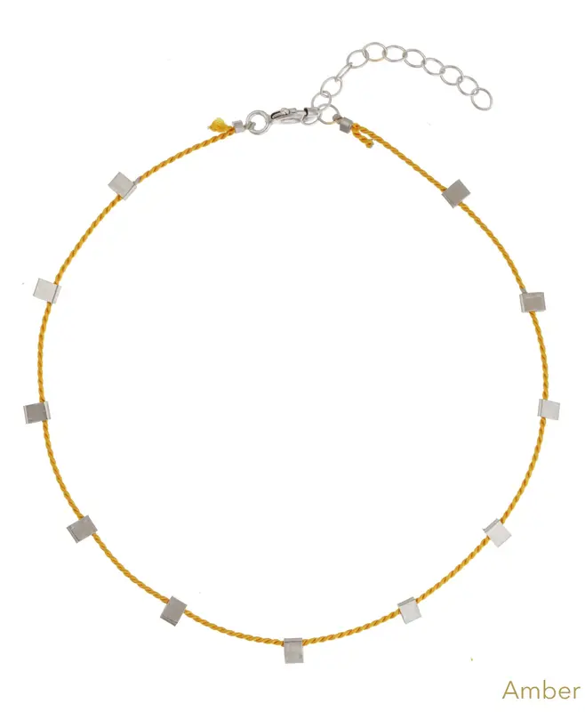 Hilo Anklet | Metal Color: Silver | Color: Amber