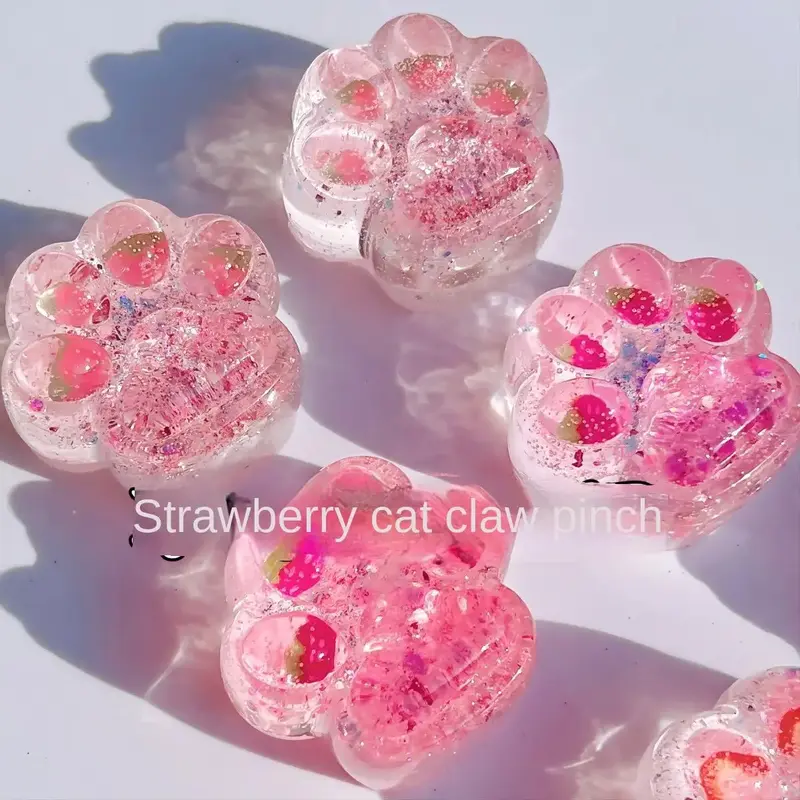 2025 New Gifts Strawberry Cat Claw Pinch Fun Mud Feeling Creative Decompression Artifact Douyin Live Broadcast Toy Boy Girl T...