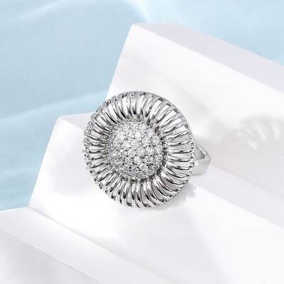 Brass Micro Pave Cubic Zirconia Cuff Rings