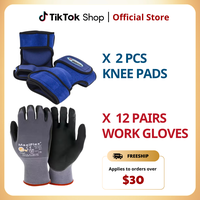 12 Pairs MaxiFlex Gloves | Bon Tool Knee Pads - Nitrile Micro-Foam Grip Palm & Fingers for Excellent Grip and Abrasion Resist...