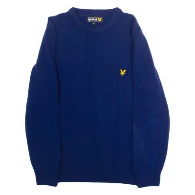 LYLE & SCOTT Mens Jumper Blue Crew Neck Tight Knit Wool M