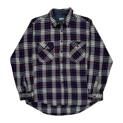 Fieldmaster Checked Flannel Shirt - XL Purple Wool Blend