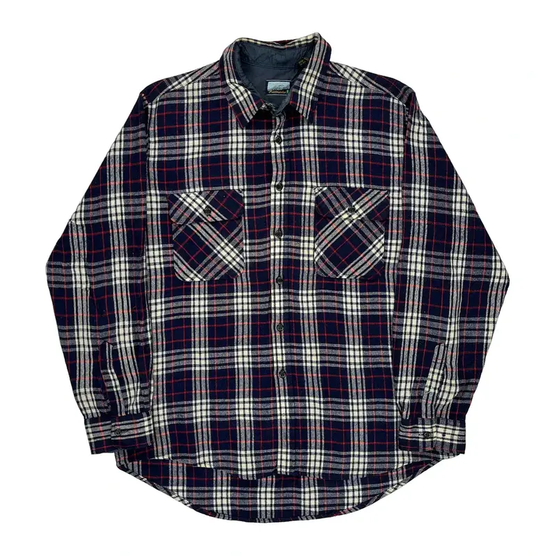 Fieldmaster Checked Flannel Shirt - XL Purple Wool Blend