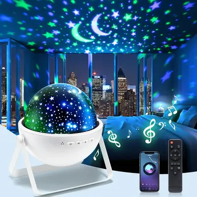 Starry Sky Projector Night Light, Rechargeable Remote Control Starry Sky Projectors, Music Starry Sky Projector, Decorative L...