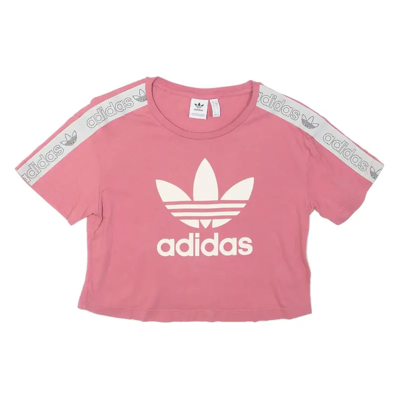 ADIDAS Cropped Womens T-Shirt Pink UK 10