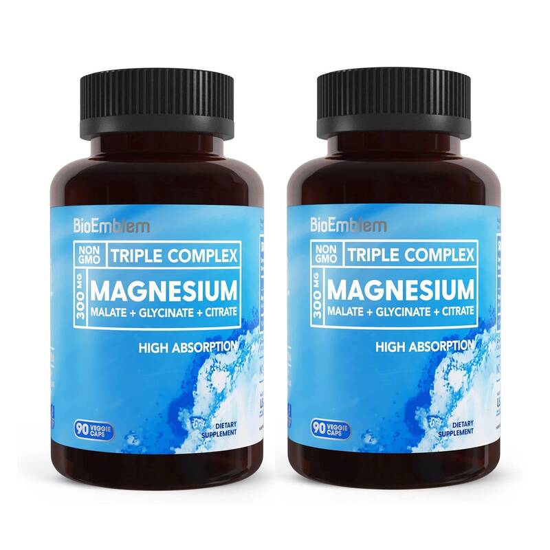 【BioEmblem】Triple Magnesium Complex, Nighttime Sleep Aid, Supports Muscle Relaxation, Nerve Function, Energy Levels, and