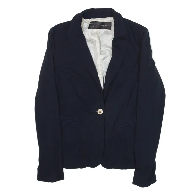 ZARA Blazer Jacket Blue Viscose Womens XS