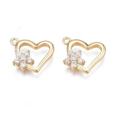 Brass Micro Pave Clear Cubic Zirconia Charms