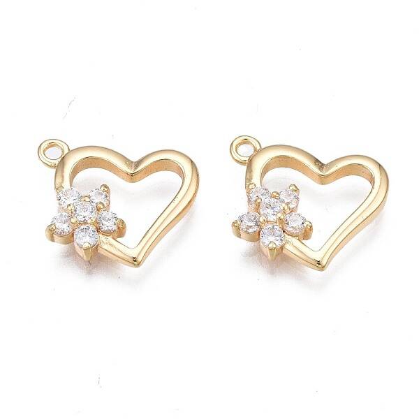 Brass Micro Pave Clear Cubic Zirconia Charms