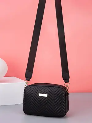 Women's Elegant Minimalist Quilted Crossbody Bag, Casual Trendy Mini Crossbody Bag for Party, Simple Solid Color All-match Ba...