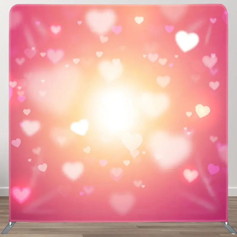 Aperturee Little Heart Pink Warm Fabric Valentines Day Backdrop - Aperturee