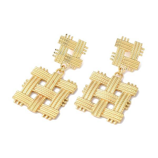 knit Textured Square Ion Plating(IP) 304 Stainless Steel Stud Earrings for Women