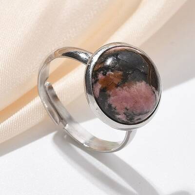 Half Round Natural Rhodonite Finger Rings