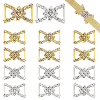 16Pcs 2 Colors Alloy Rhinestone Buckle