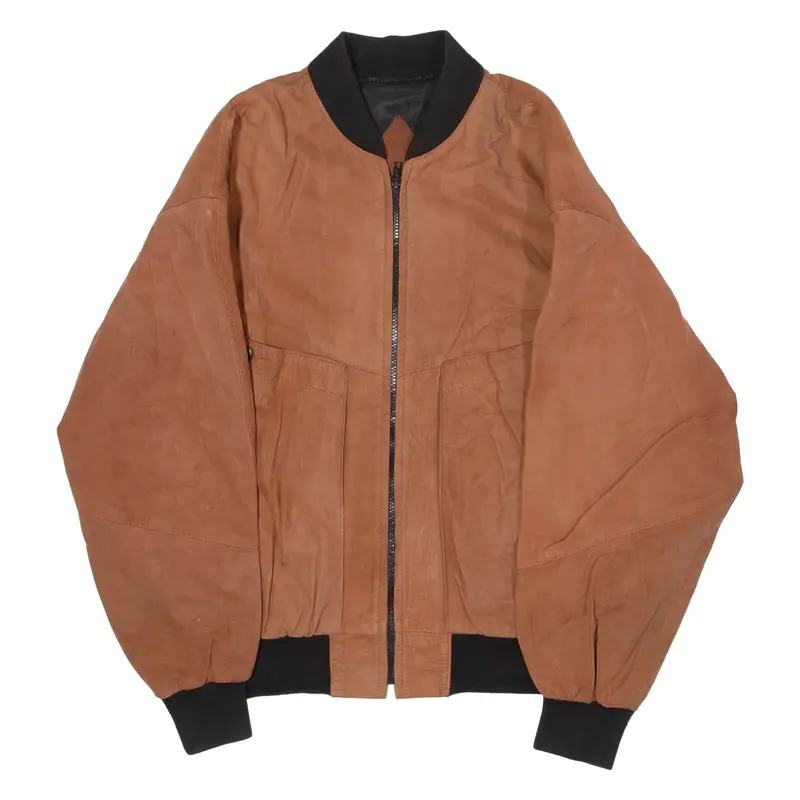 A.GOLD AND SONS Mens Bomber Jacket Brown Leather 90s M