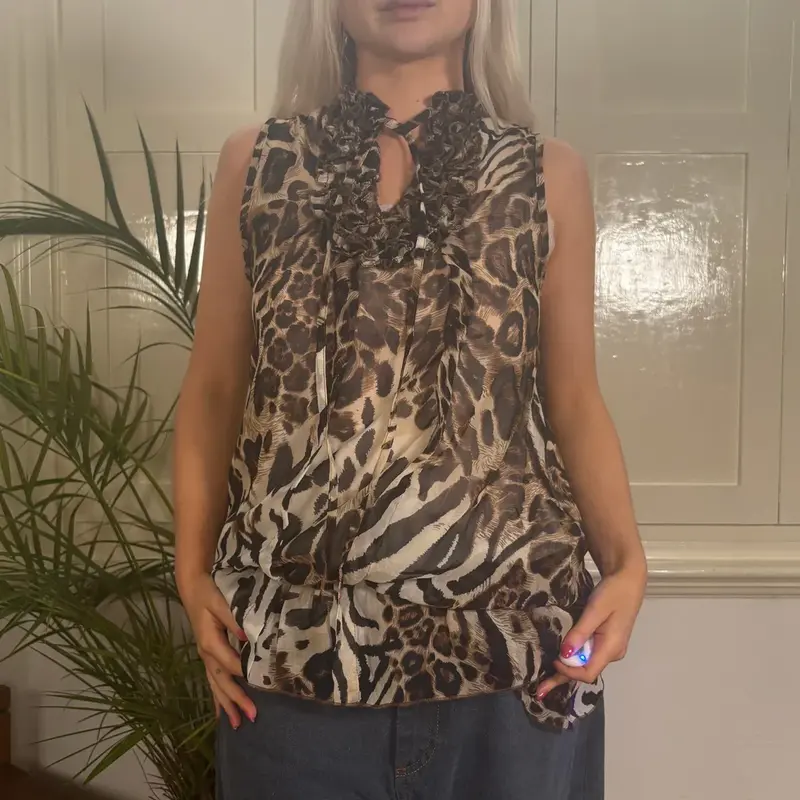 Unbranded Animal print Mini Dress - Small Brown Viscose