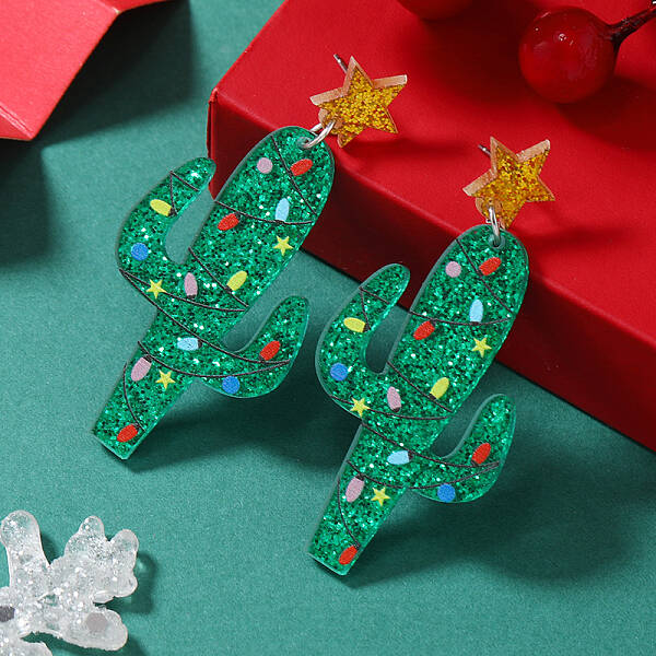 Festive Christmas Acrylic Stud Earrings for Holiday Season Celebration